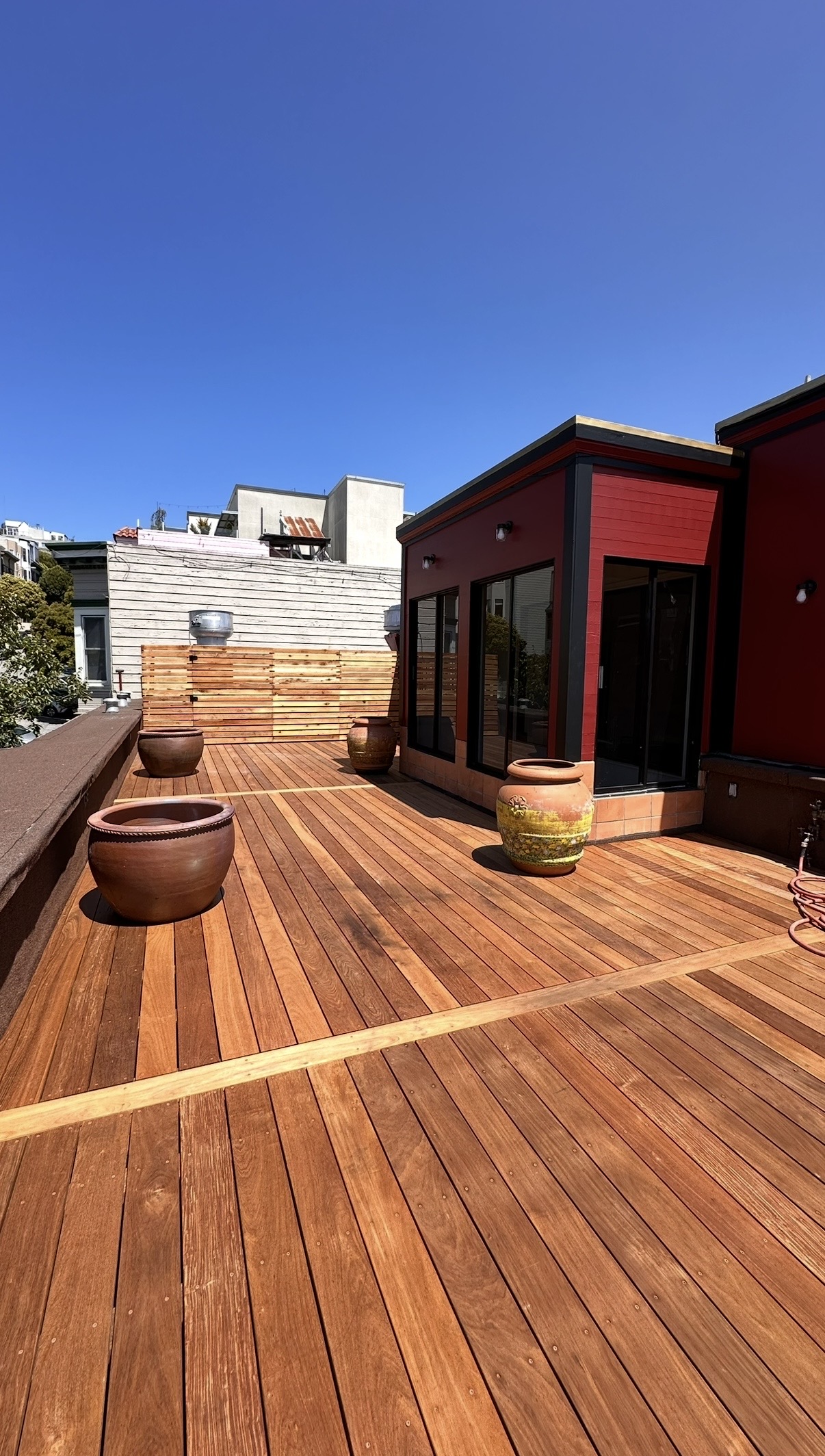 Finished exterior wood deck