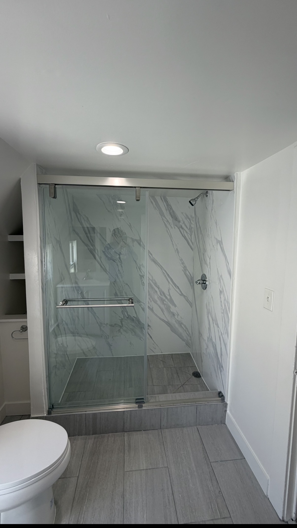 Glass shower and tile bathroom remodel